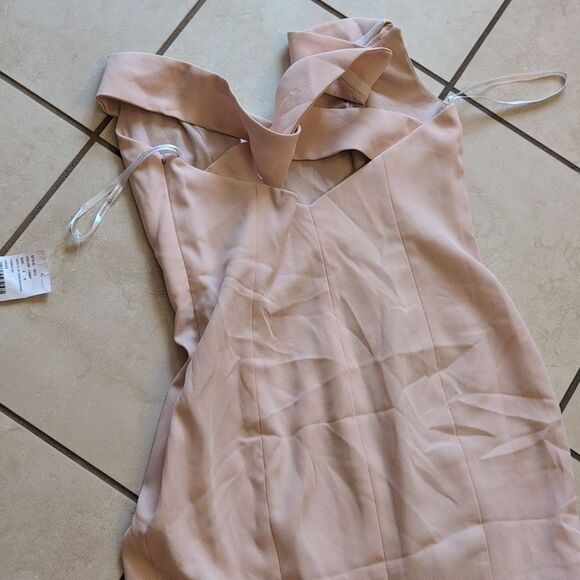 NWT Dessy Collection Off-Shoulder Light Pink Maxi Dress 3012 Cross Back Size 10 - Picture 10 of 15